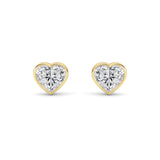 4CTW Heart Shaped Lab Grown Diamond (F/VS) Bezel Set Stud Earrings in 14K Gold
