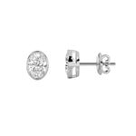 1CTW Oval Shaped Lab Grown Diamond (F/VS) Bezel Set Stud Earrings in 14K Gold