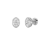 1CTW Oval Shaped Lab Grown Diamond (F/VS) Bezel Set Stud Earrings in 14K Gold