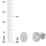 1CTW Oval Shaped Lab Grown Diamond (F/VS) Bezel Set Stud Earrings in 14K Gold