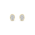 1CTW Oval Shaped Lab Grown Diamond (F/VS) Bezel Set Stud Earrings in 14K Gold