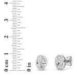 2CTW Oval Shaped Lab Grown Diamond (F/VS) Bezel Set Stud Earrings in 14K Gold