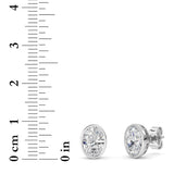 2CTW Oval Shaped Lab Grown Diamond (F/VS) Bezel Set Stud Earrings in 14K Gold