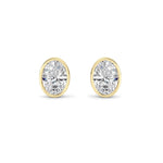 2CTW Oval Shaped Lab Grown Diamond (F/VS) Bezel Set Stud Earrings in 14K Gold