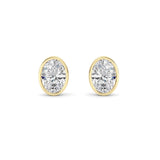 2CTW Oval Shaped Lab Grown Diamond (F/VS) Bezel Set Stud Earrings in 14K Gold