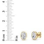 2CTW Oval Shaped Lab Grown Diamond (F/VS) Bezel Set Stud Earrings in 14K Gold