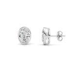 4CTW Oval Shaped Lab Grown Diamond (F/VS) Bezel Set Stud Earrings in 14K Gold