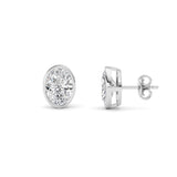 4CTW Oval Shaped Lab Grown Diamond (F/VS) Bezel Set Stud Earrings in 14K Gold