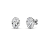 4CTW Oval Shaped Lab Grown Diamond (F/VS) Bezel Set Stud Earrings in 14K Gold