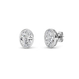 4CTW Oval Shaped Lab Grown Diamond (F/VS) Bezel Set Stud Earrings in 14K Gold