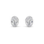4CTW Oval Shaped Lab Grown Diamond (F/VS) Bezel Set Stud Earrings in 14K Gold