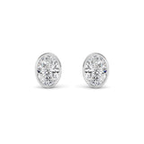 4CTW Oval Shaped Lab Grown Diamond (F/VS) Bezel Set Stud Earrings in 14K Gold