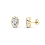 4CTW Oval Shaped Lab Grown Diamond (F/VS) Bezel Set Stud Earrings in 14K Gold
