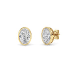 4CTW Oval Shaped Lab Grown Diamond (F/VS) Bezel Set Stud Earrings in 14K Gold