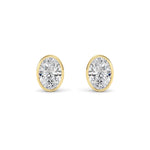 4CTW Oval Shaped Lab Grown Diamond (F/VS) Bezel Set Stud Earrings in 14K Gold