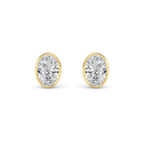 4CTW Oval Shaped Lab Grown Diamond (F/VS) Bezel Set Stud Earrings in 14K Gold