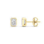 1CTW Radiant Shaped Lab Grown Diamond (G/VS) Bezel Set Solitaire Earrings in 14K Gold