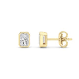 1CTW Radiant Shaped Lab Grown Diamond (G/VS) Bezel Set Solitaire Earrings in 14K Gold