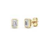 1CTW Radiant Shaped Lab Grown Diamond (G/VS) Bezel Set Solitaire Earrings in 14K Gold