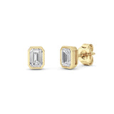 1CTW Radiant Shaped Lab Grown Diamond (G/VS) Bezel Set Solitaire Earrings in 14K Gold