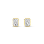 1CTW Radiant Shaped Lab Grown Diamond (G/VS) Bezel Set Solitaire Earrings in 14K Gold