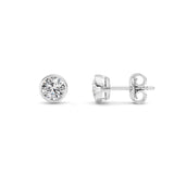 1CTW Round Shaped Lab Grown Diamond (F/VS) Bezel Set Earrings in 14K Gold
