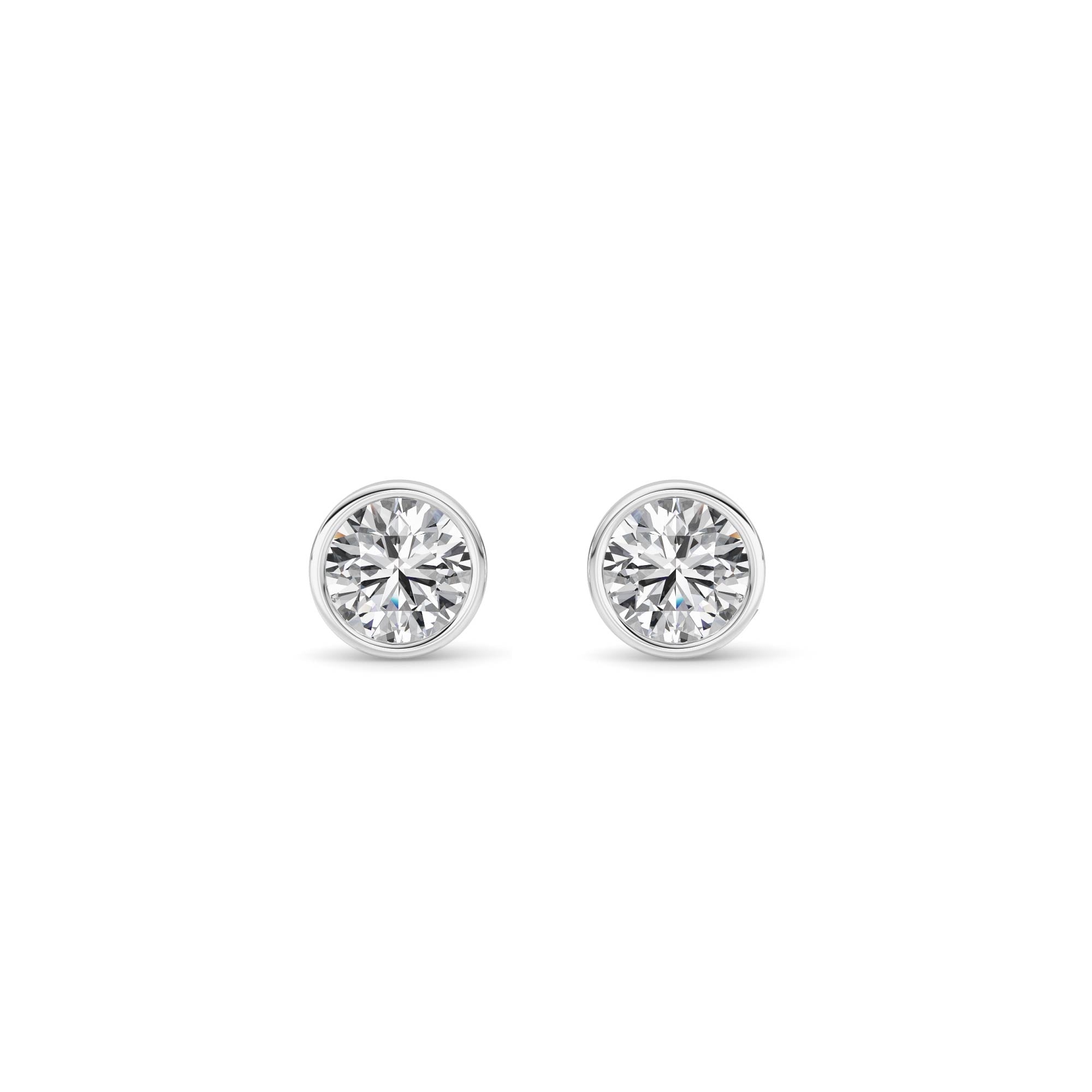 1CTW Round Shaped Lab Grown Diamond (F/VS) Bezel Set Earrings in 14K Gold