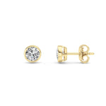 1CTW Round Shaped Lab Grown Diamond (F/VS) Bezel Set Earrings in 14K Gold