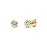 1CTW Round Shaped Lab Grown Diamond (F/VS) Bezel Set Earrings in 14K Gold