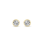 1CTW Round Shaped Lab Grown Diamond (F/VS) Bezel Set Earrings in 14K Gold