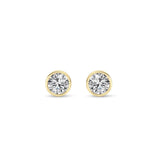 1CTW Round Shaped Lab Grown Diamond (F/VS) Bezel Set Earrings in 14K Gold