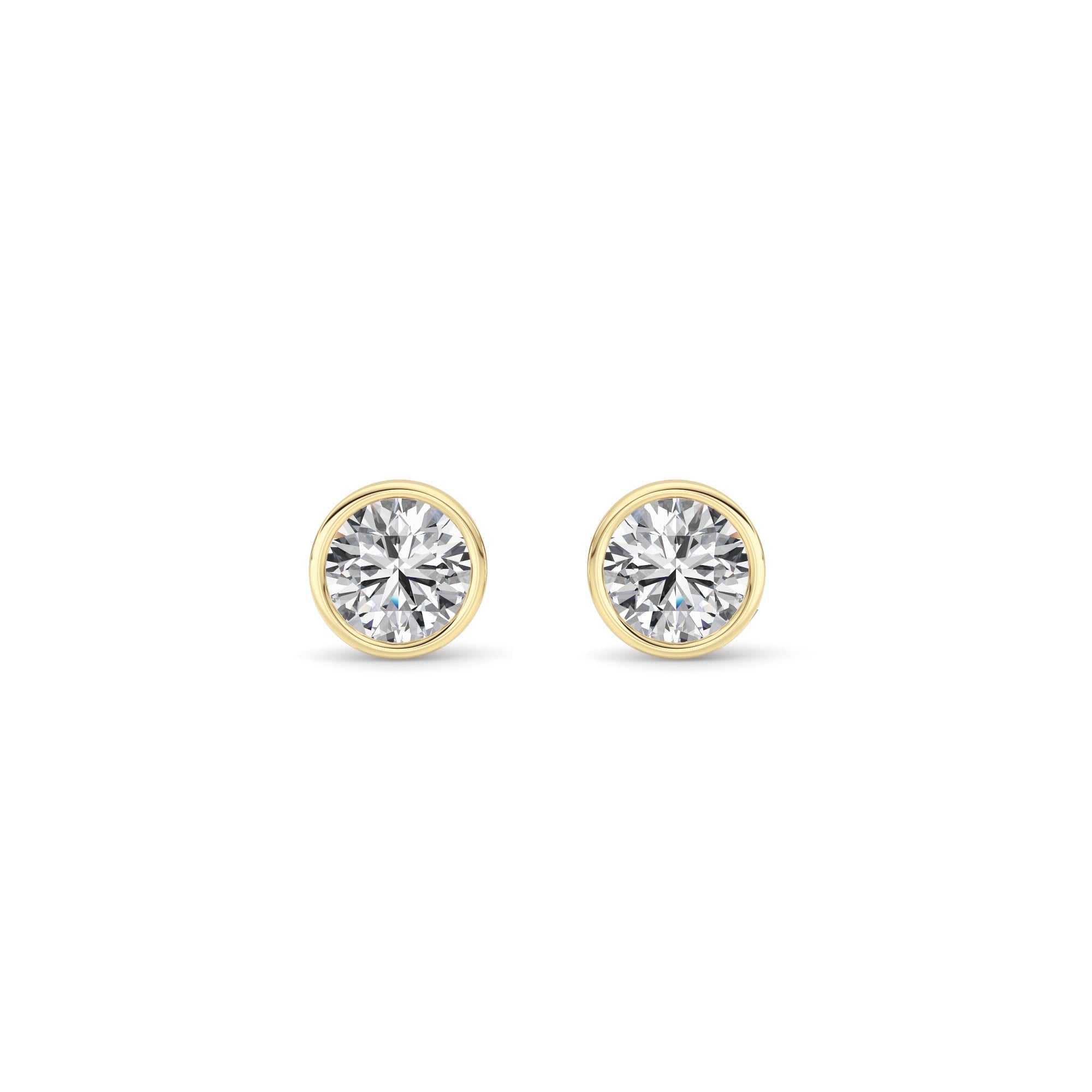 1CTW Round Shaped Lab Grown Diamond (F/VS) Bezel Set Earrings in 14K Gold