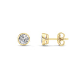 1Cttw Round Shaped Lab Grown Diamond (F/VS) BezelSet Earrings in 14K Gold