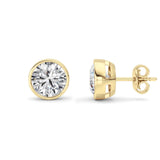 4CTW Round Shaped Lab Grown Diamond (F/VS) Earring in 14K Yellow Gold