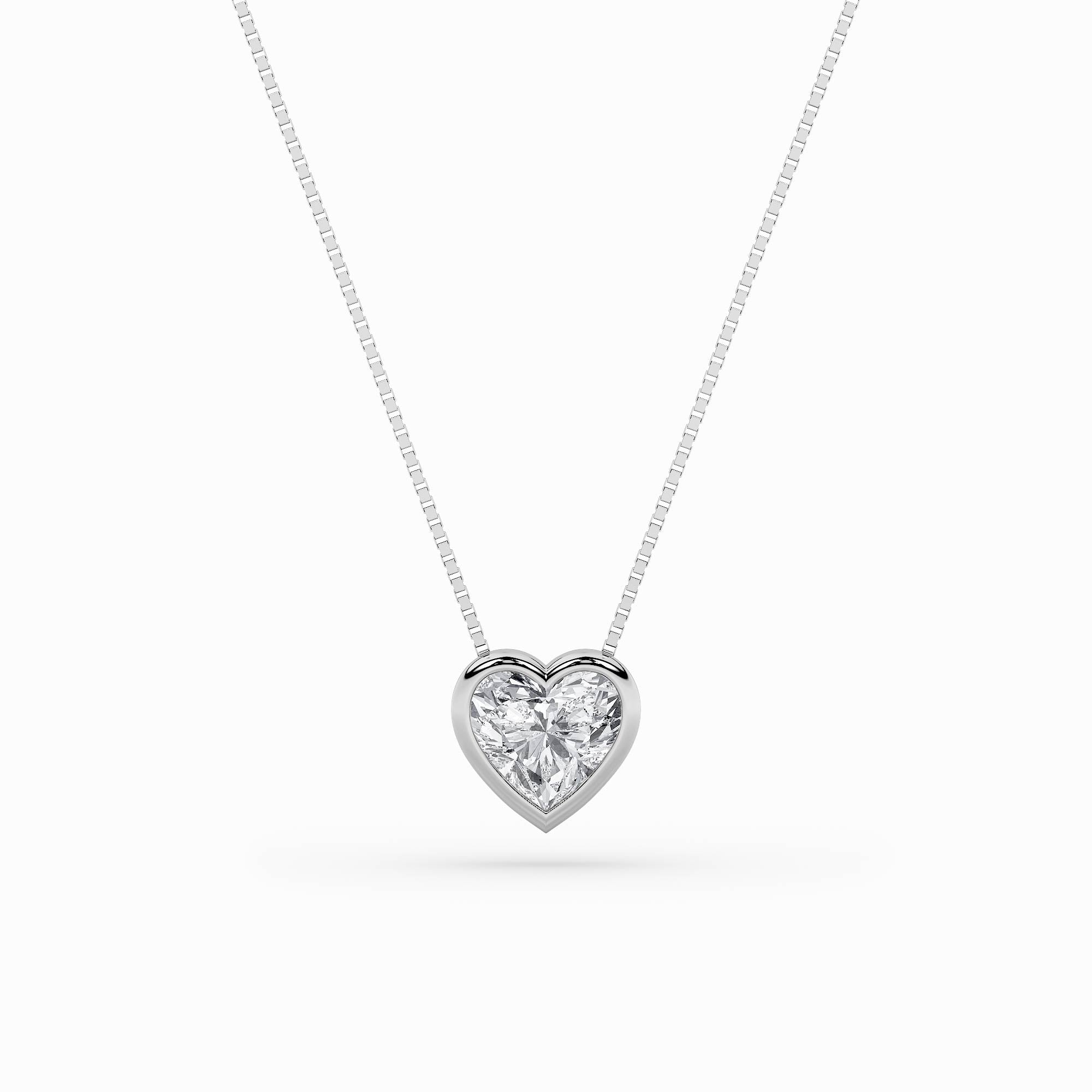 1CTW Heart Shaped Lab Grown Diamond (F/VS) Bezel Set Solitaire Pendant in 14K Gold