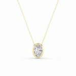 1CTW Oval Shaped Lab Grown Diamond (F/VS) Bezel Set Solitaire Pendant in 14K Gold