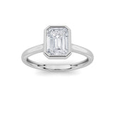 1CTW Emerald Shaped Lab Grown Diamond (F/VS) Ring in 14K White Gold