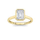 1CTW Emerald Shaped Lab Grown Diamond (F/VS) Ring in 14K Yellow Gold