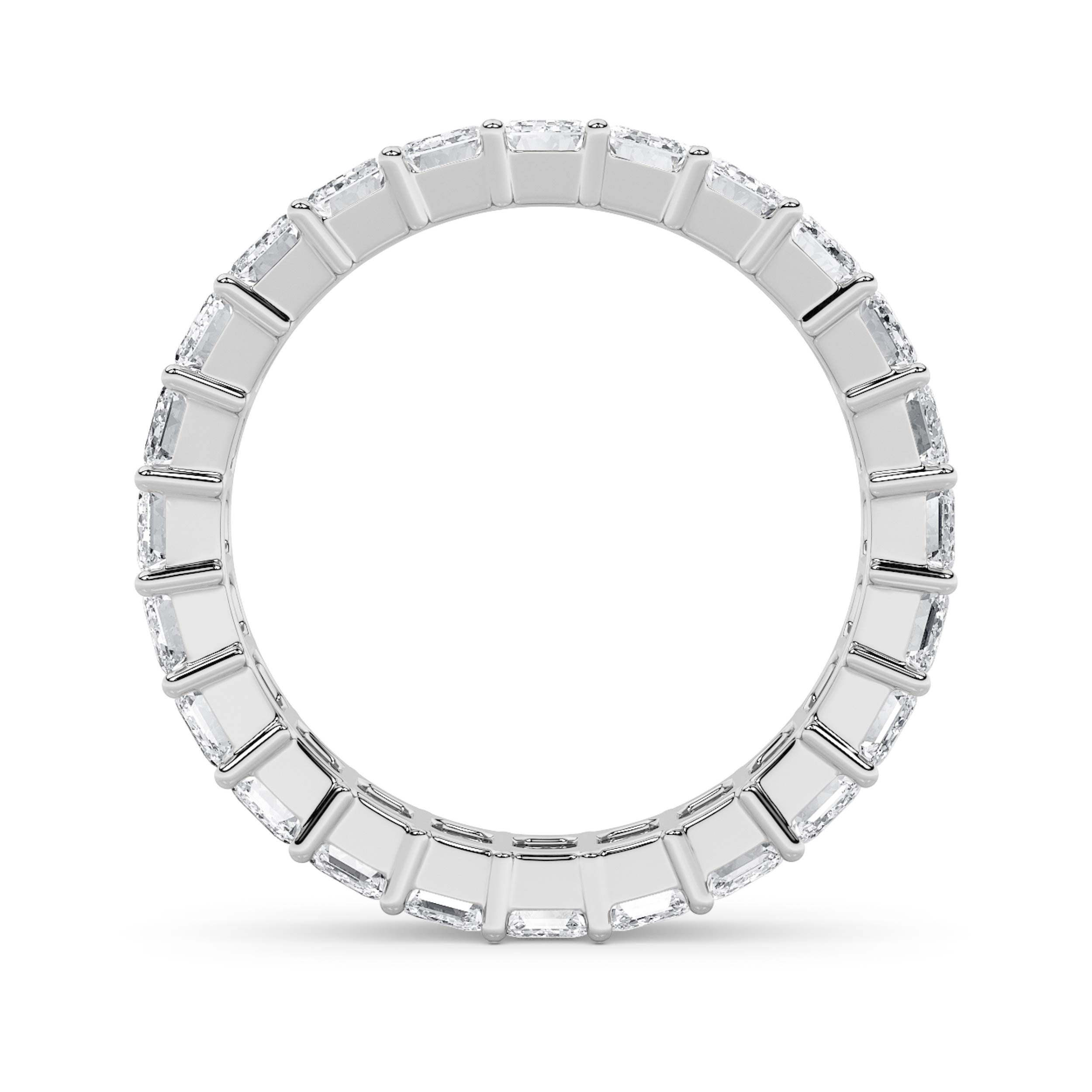 2.9CTW Emerald Shaped Lab Grown Diamond Split Prong Eternity Ring in 14K Gold (F/VS) - Size 5