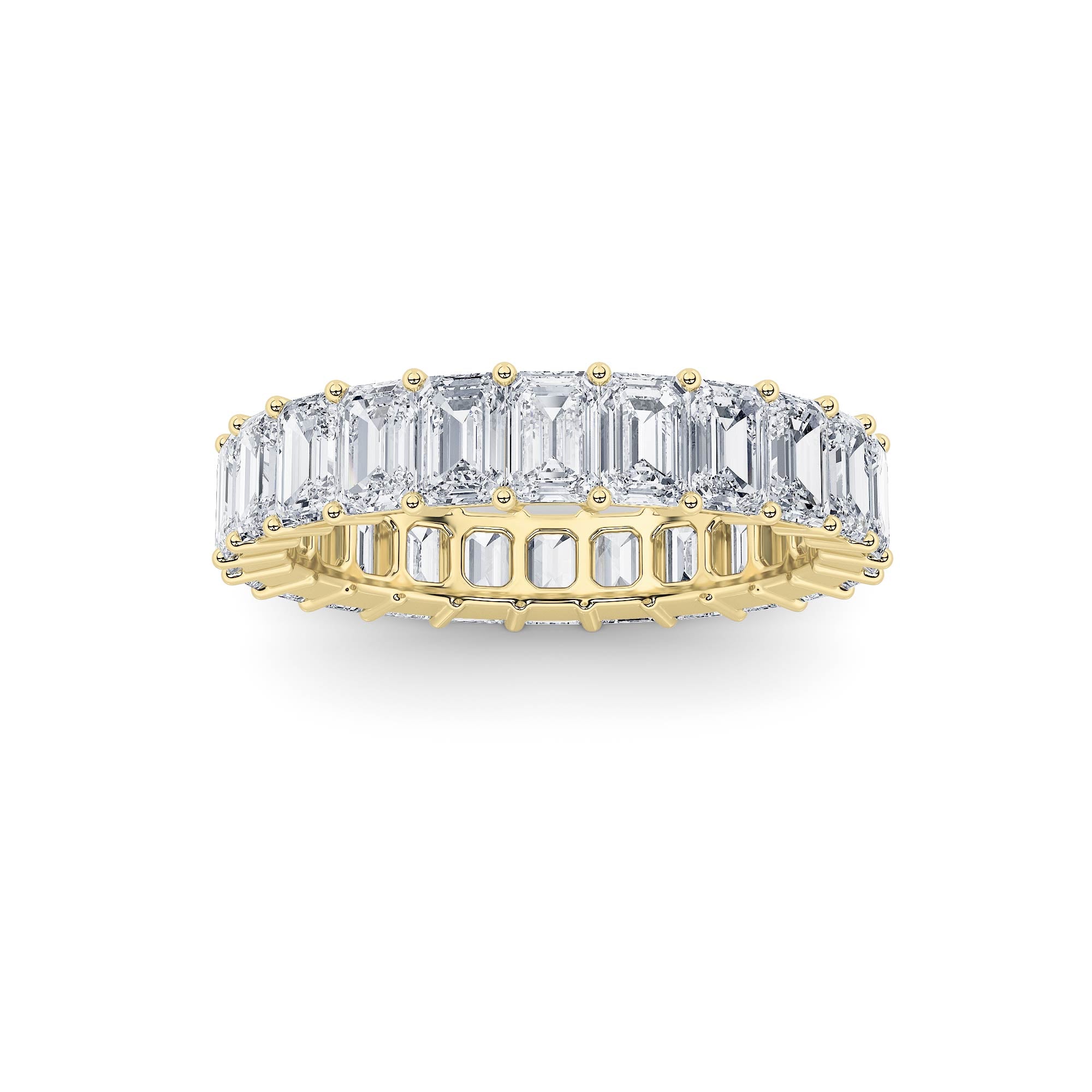 2.9CTW Emerald Shaped Lab Grown Diamond Split Prong Eternity Ring in 14K Gold (F/VS) - Size 5