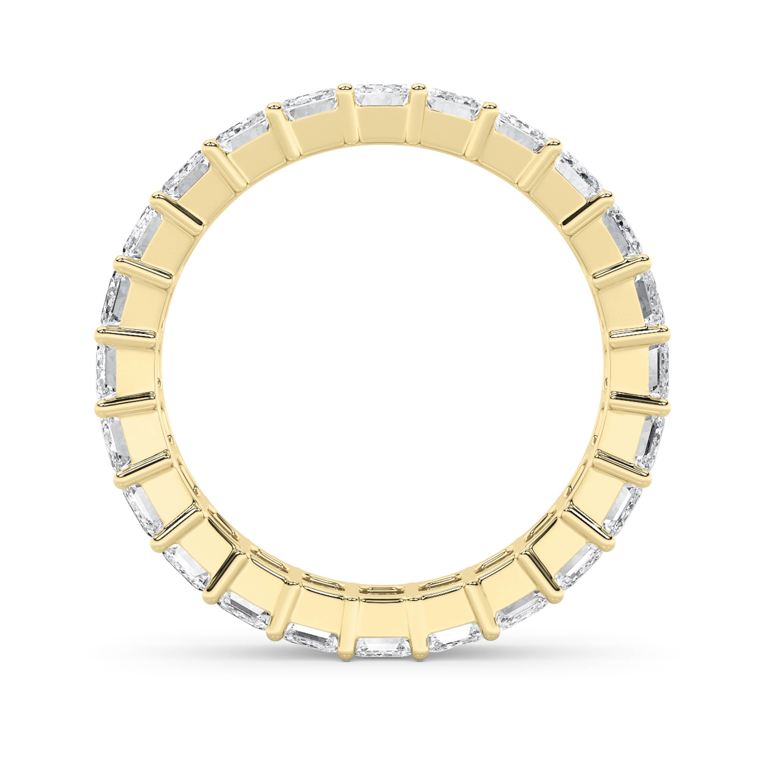 2.9CTW Emerald Shaped Lab Grown Diamond Split Prong Eternity Ring in 14K Gold (F/VS) - Size 5