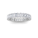 3.35CTW Emerald Shaped Lab Grown Diamond Split Prong Eternity Ring in 14K Gold (F/VS) - Size 9