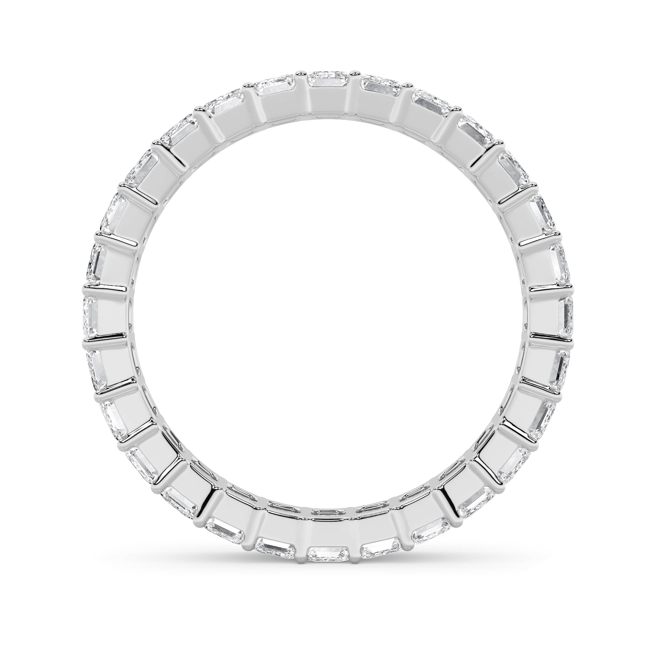 3.35CTW Emerald Shaped Lab Grown Diamond Split Prong Eternity Ring in 14K Gold (F/VS) - Size 9