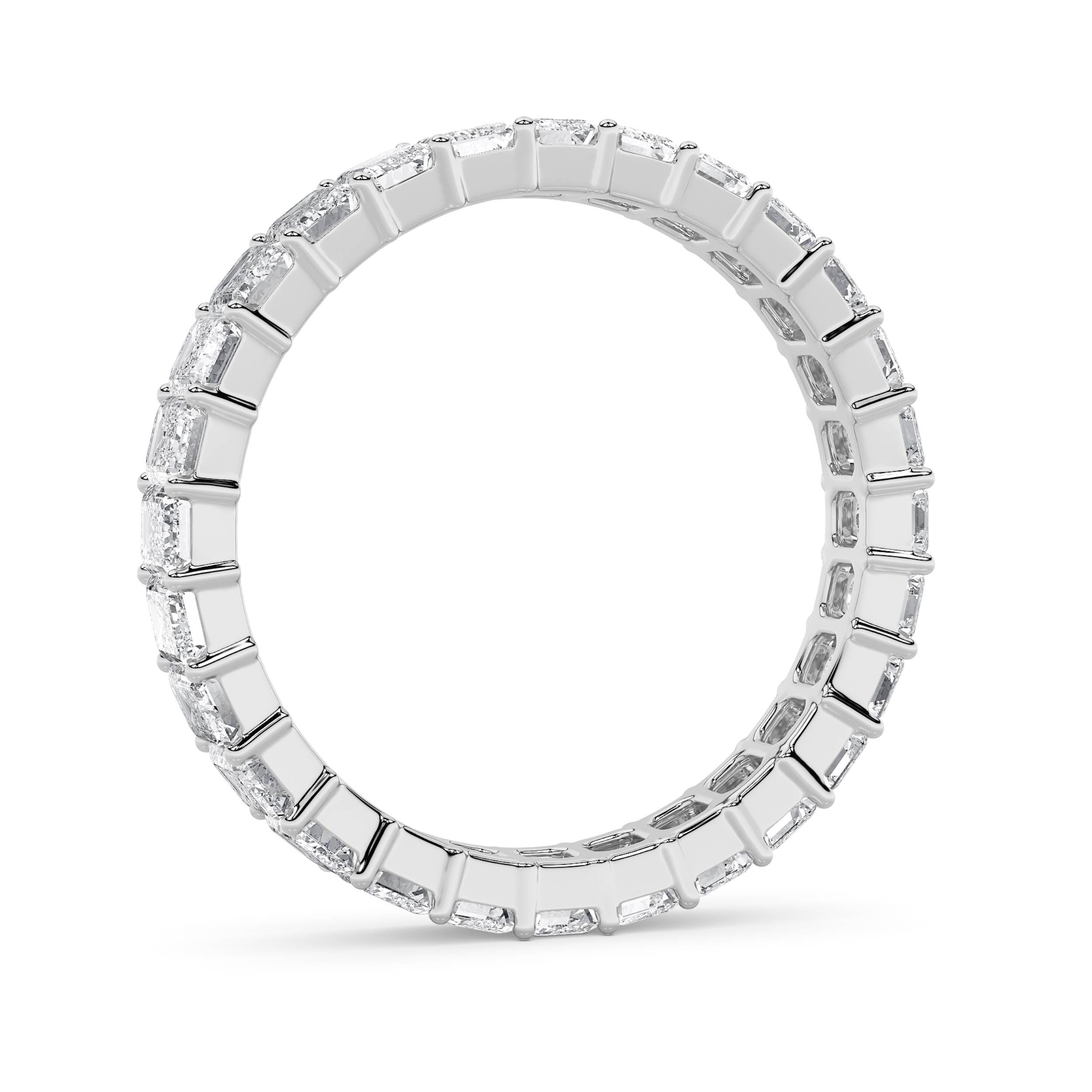 3.35CTW Emerald Shaped Lab Grown Diamond Split Prong Eternity Ring in 14K Gold (F/VS) - Size 9