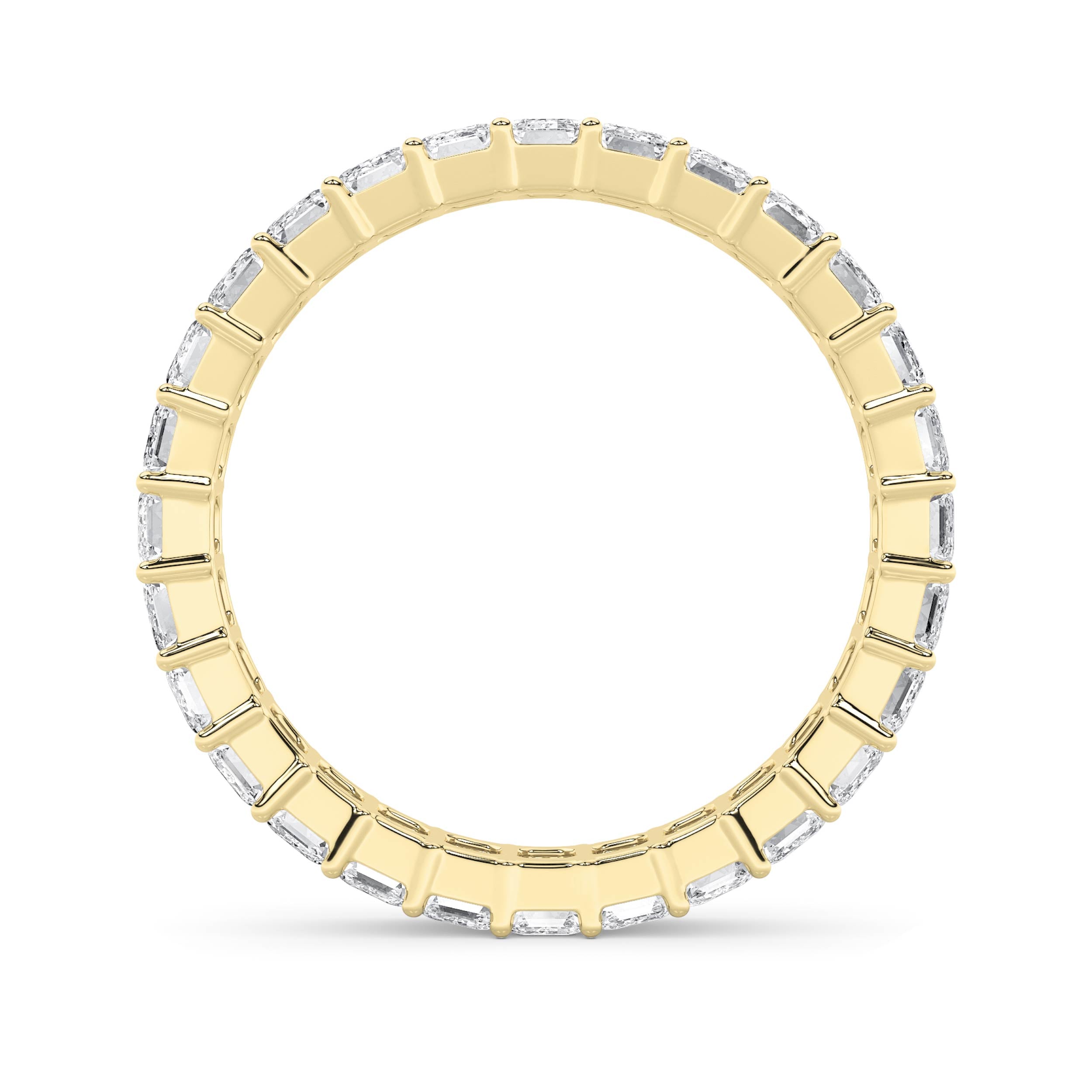 3.35CTW Emerald Shaped Lab Grown Diamond Split Prong Eternity Ring in 14K Gold (F/VS) - Size 9