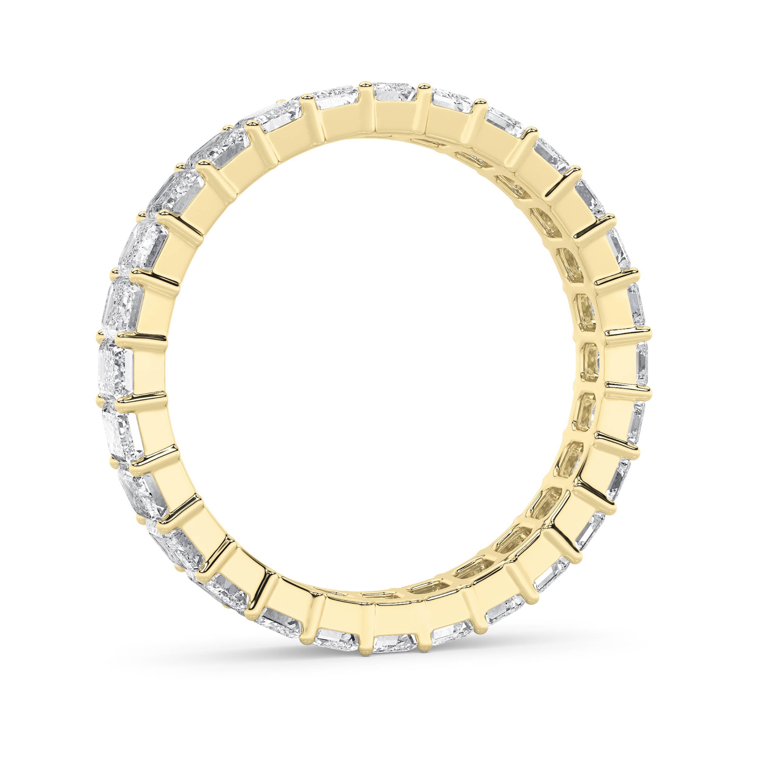 3.35CTW Emerald Shaped Lab Grown Diamond Split Prong Eternity Ring in 14K Gold (F/VS) - Size 9