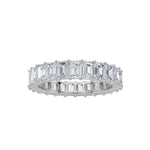 4CTW Emerald Shaped Lab Grown Diamond Split Prong Eternity Ring in 14K Gold (F/VS) - Size 9