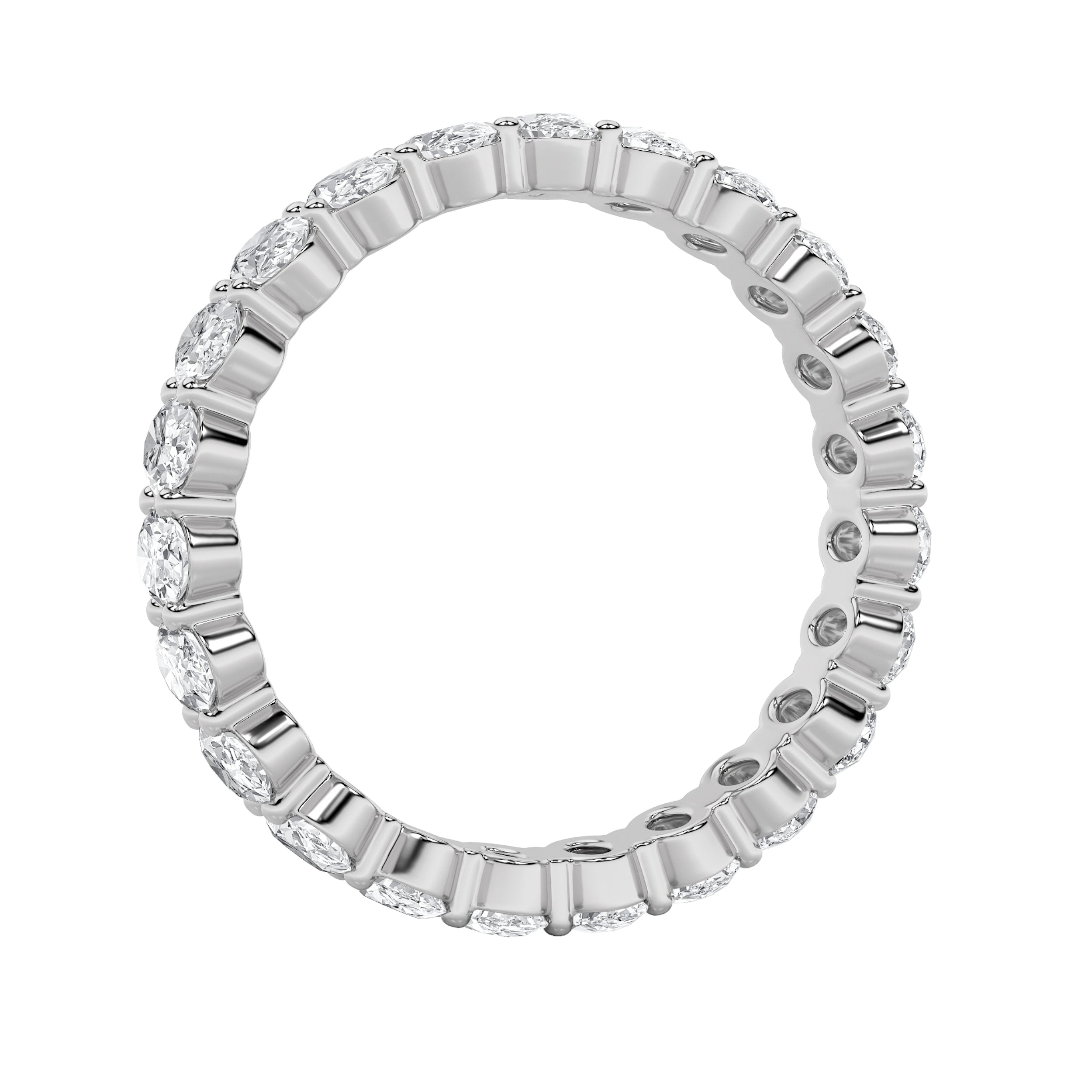 2.85CTW Oval Shaped Lab Grown Diamond Split Prong Eternity Ring in 14K Gold (F/VS) - Size 5