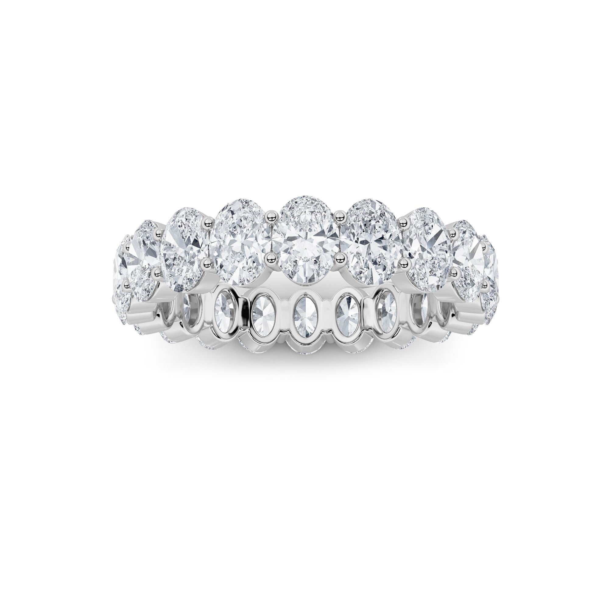 4CTW Oval Shaped Lab Grown Diamond Split Prong Eternity Ring in 14K Gold (F/VS) - Size 8