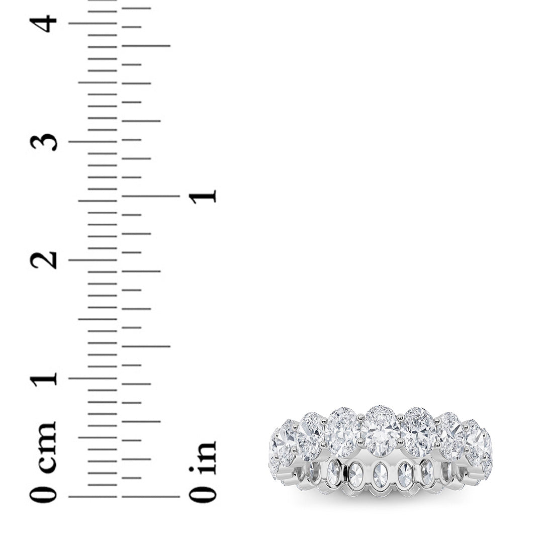 4CTW Oval Shaped Lab Grown Diamond Split Prong Eternity Ring in 14K Gold (F/VS) - Size 8